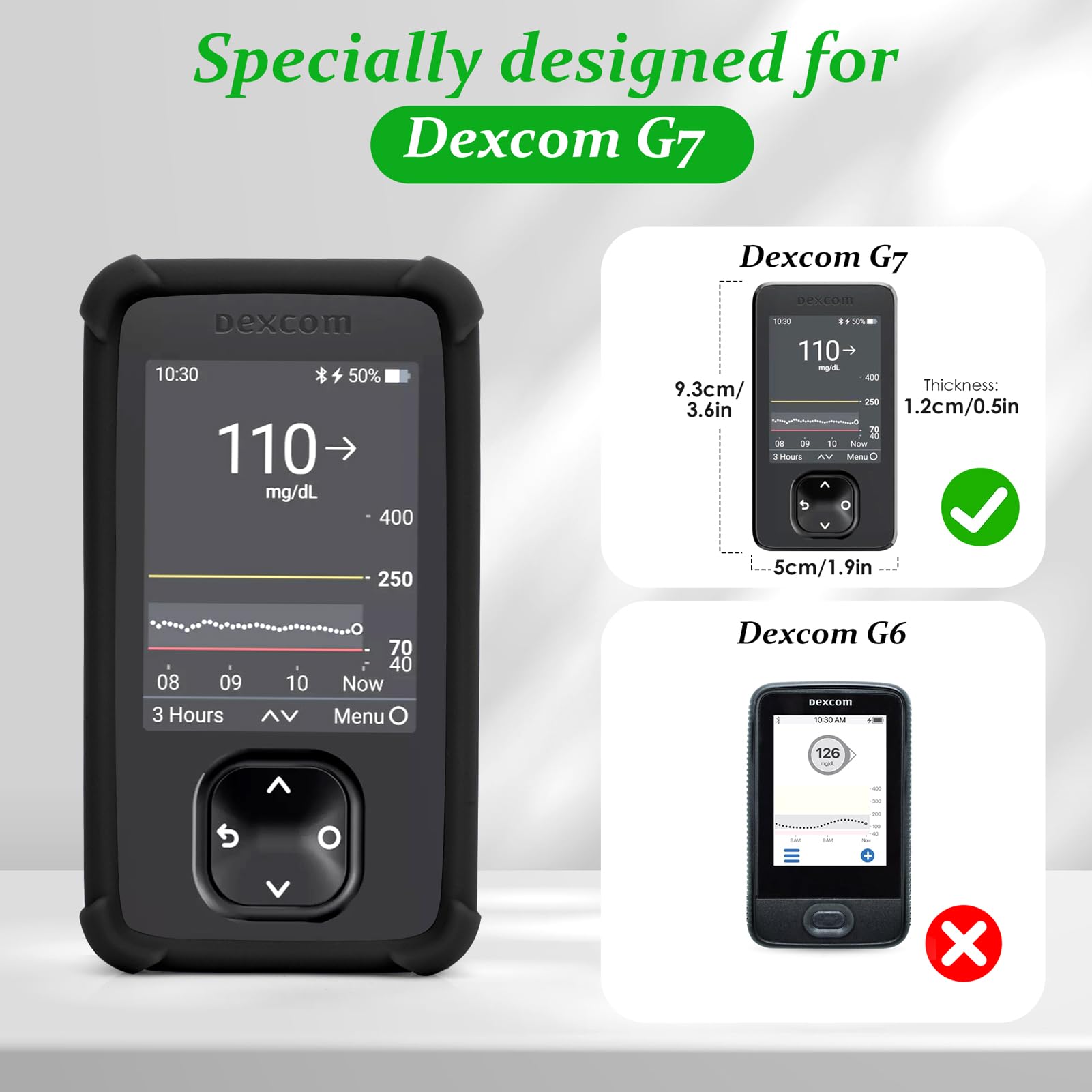 dexcom G7 receiver Case - Shockproof Silicone Case Protect Your dexcom G7 Receiver, Anti-Slip Anti-Drop Cover by YOUSHARES(Black) - Image 4