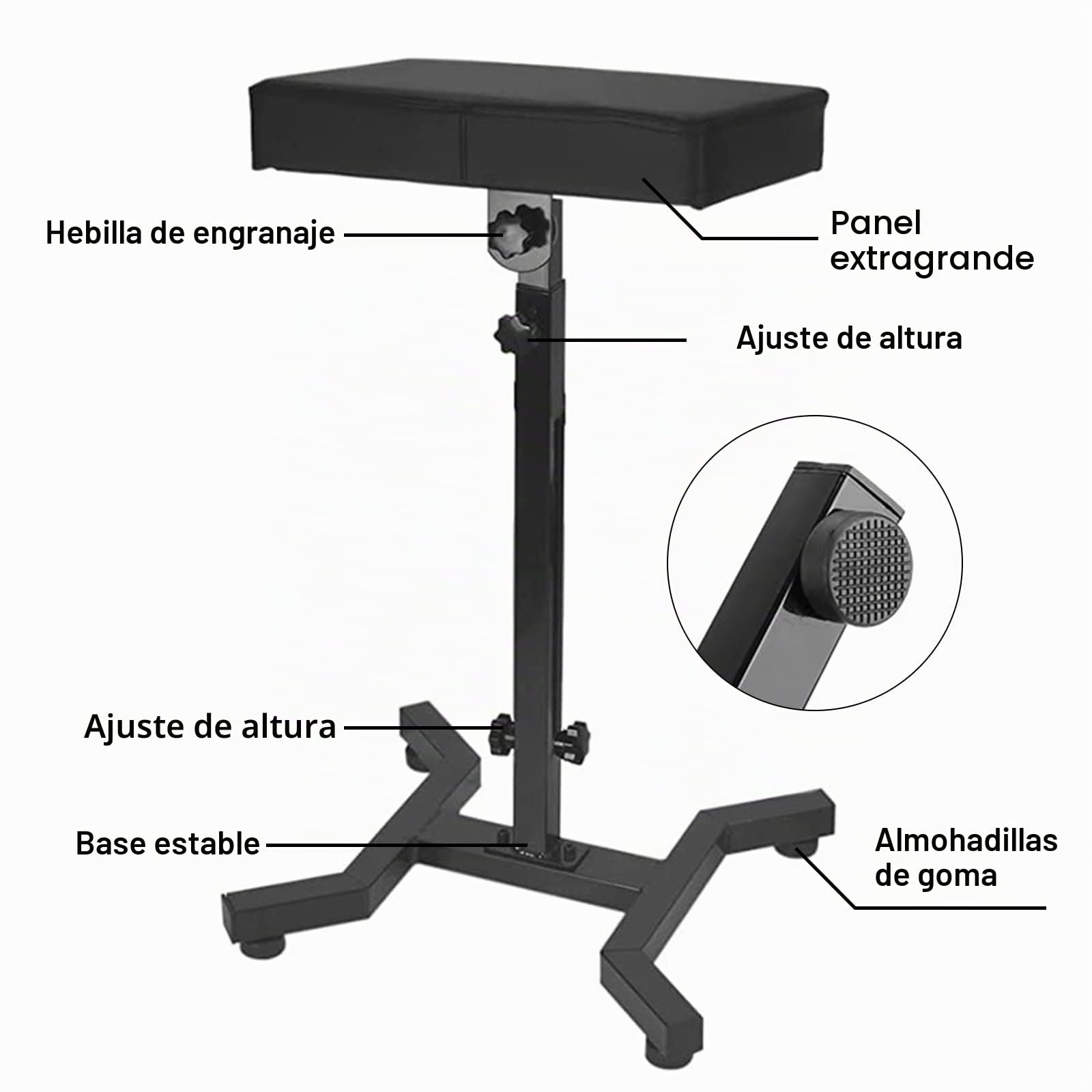 Reposabrazos Profesional para Tatuajes, Soporte de Brazo Plegable con Reposapiernas Ajustable en Altura, Base Estable y Apoyo Acolchado para Estudios de Tatuadores