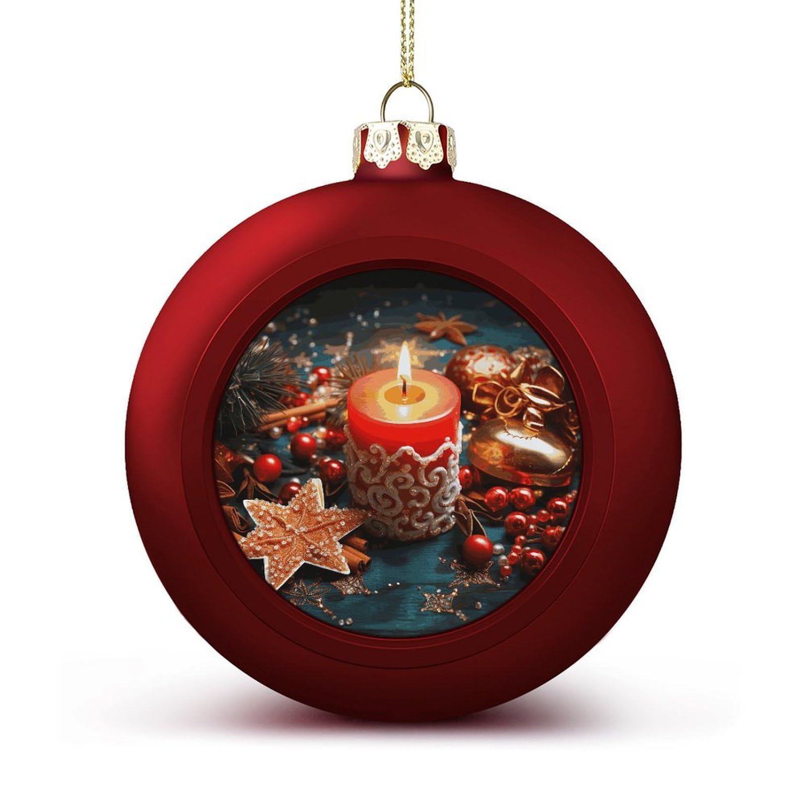 Christmas Candle Christmas Balls Ornaments for Xmas Christmas Tree 1.6" Hanging Shatterproof Xmas Balls Hanging Decor Pendants for Holiday Party Outdoor Indoor DIY Craft Supplies