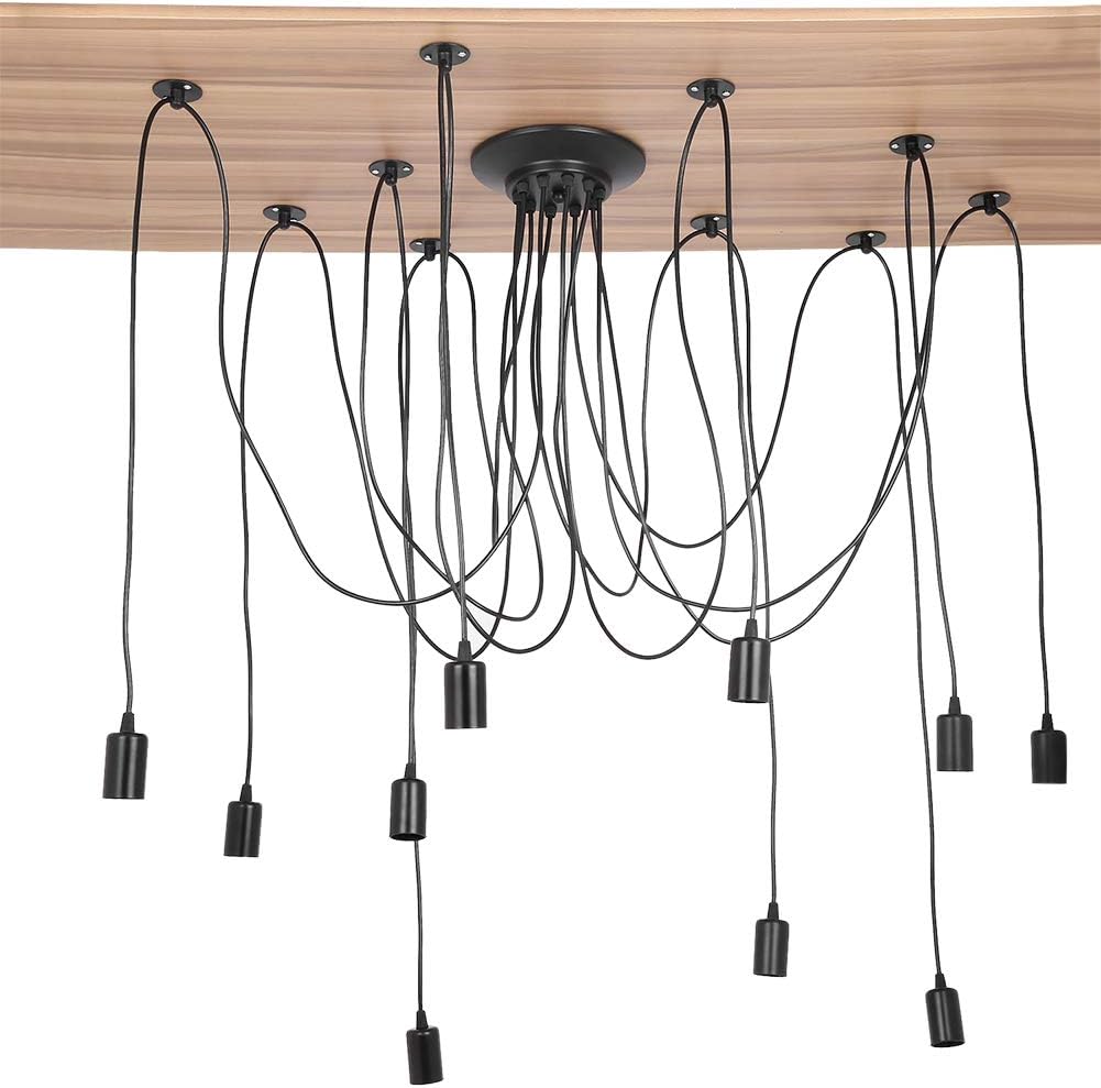 Aramox 10 Head Light Holder, Industrial Style Ceiling Lamp Hanger, Long Cable Design for Artful Customization, Perfect for Home Decoration