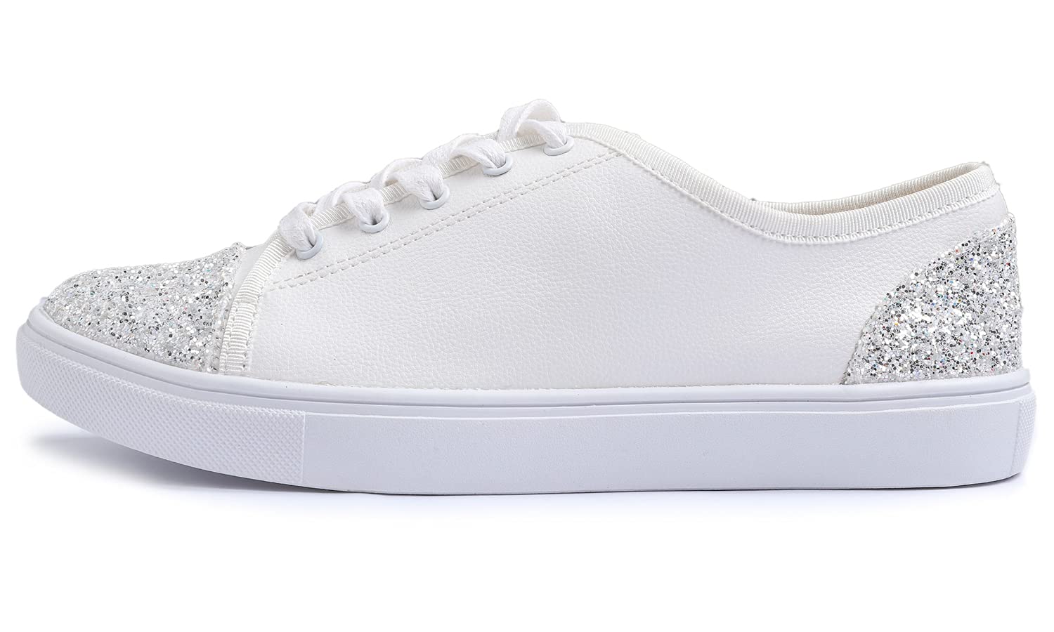 FEVERSOLE Women's Fashion Dress Sneakers Party Bling Casual Flats Embellished Shoes