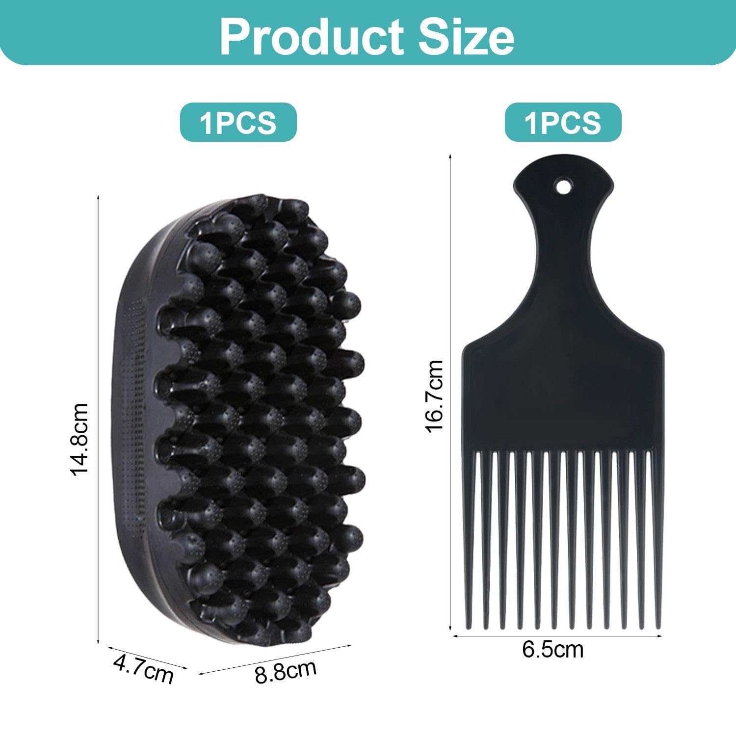 1 Piece Of Black Silicone Dirty Braid Comb And 1 Piece Of Black Hair Fork Comb, Portable And Compact Curly Hair Comb - Image 2