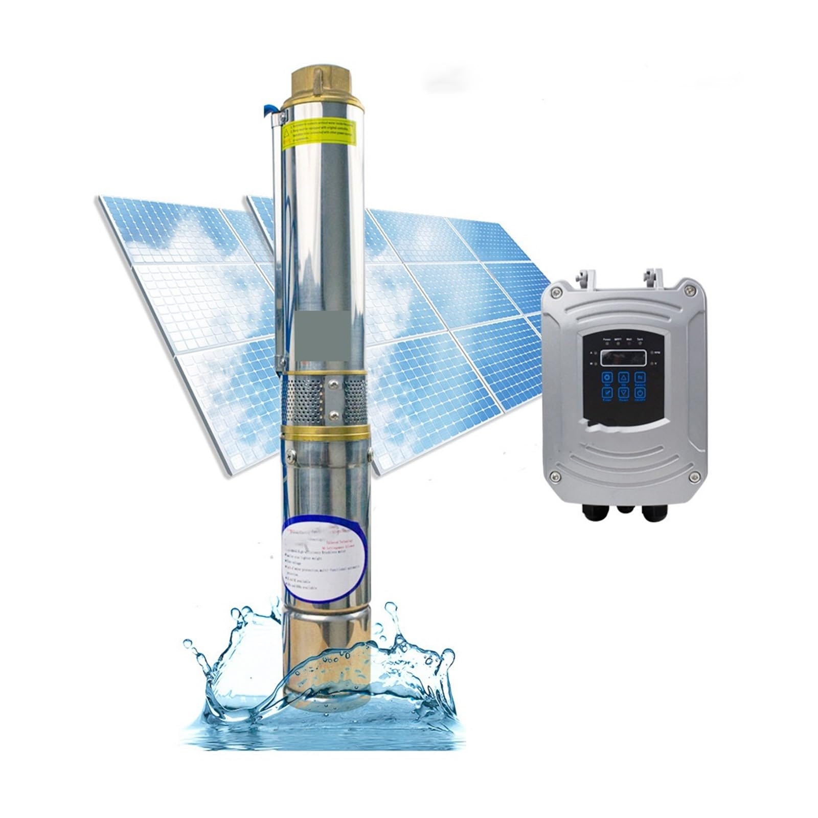 Springbrunnen Solar, Bürstenlose Hochgeschwindigkeits-Solar-Tiefwasserpumpe mit 400 W DC48V-Durchfluss und 2,6 t/h und Permanentmagnet-Synchronmotor for Haus und Landwirtschaft,für Garten, Vogelbad,