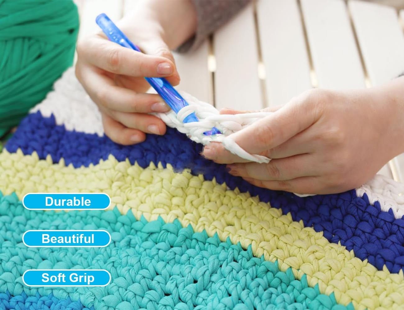 Weabetfu 25mm Large Crochet Hook,Huge Crochet Hooks for Chunky Yarn,Ergonomic Knitting Giant Crochet Needles,Big Crochet Hooks for Knitting Yarn Carpet Scarf Wool Roving, Green