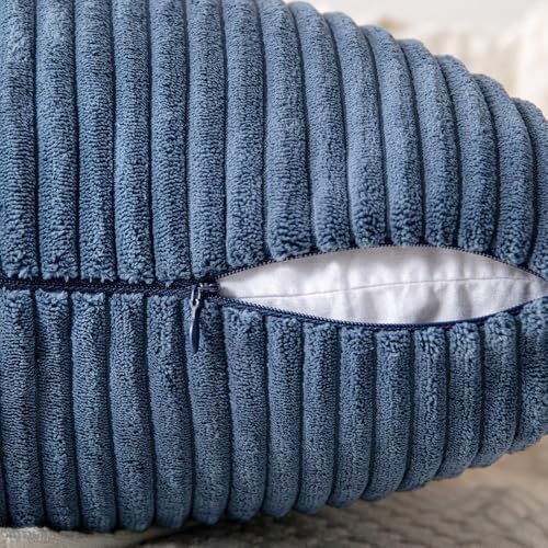 Image of MIULEE Dusty Blue Decorative Throw Pillow Covers 18x18 Inch for Couch Bed Sofa Pack of 2 Coastal Boho Farmhouse Throw Pillows Soft Cross Corduroy Patchwork Textured Cushion Cases