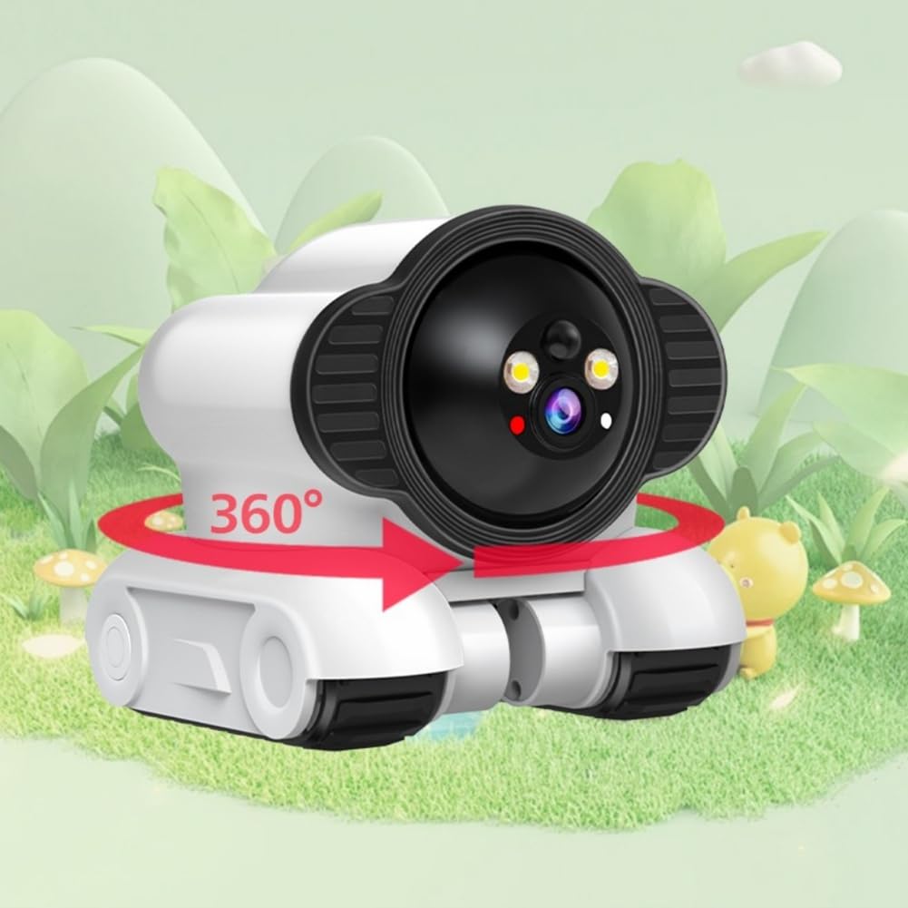 Telecamera di Sicurezza Wi-Fi con Doppio Obiettivo e Audio Bidirezionale 1080p, Baby Monitor con Controllo Tramite App per Neonati/Cani Anziani/Animali Domestici