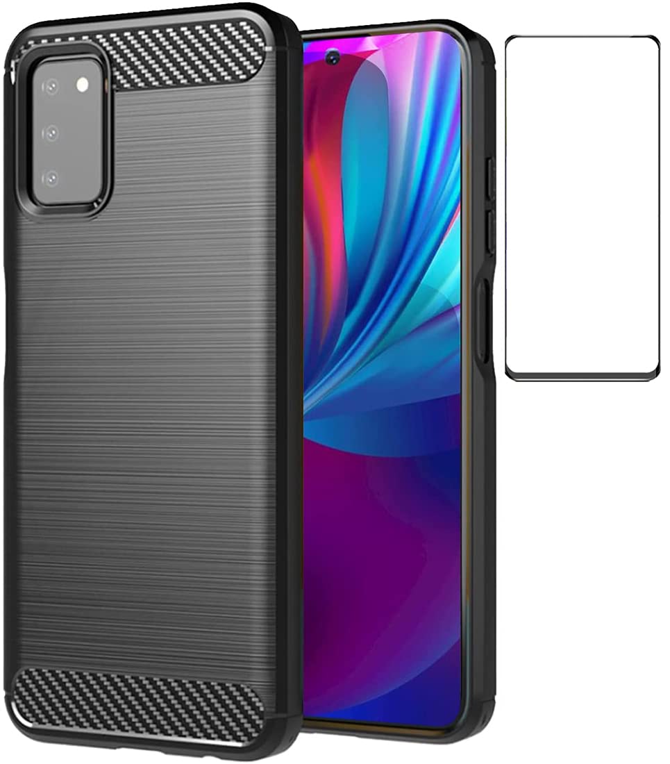 for Galaxy A03S Case with Screen Protector,Flexible TPU Rubber Protective Cover Samsung A03S Phone case,Shock-Absorption Slim Bumper for Samsung Galaxy A03s (Black)