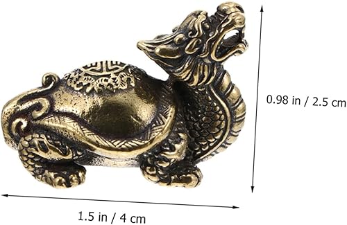 Miniatura 3 de VOSAREA Estatua de tortuga de dragón, estatua de tortuga de dragón, modelado, tortuga de dragón, artesanía, colgante de metal de cobre, adornos de
