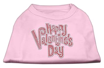 Mirage Pet Products Happy Valentines Day Rhinestone Dog Shirt, Medium, Light Pink