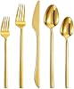 KEAWELL 20-Piece Luxury Mirror Polished Cutlery Set, 1810 Stainless Steel Tableware, Modern Silverware Set Includes 8 x Spoons, 8 x Forks, 4 x Knives Durable Flatware for Home Kitchen in Gold