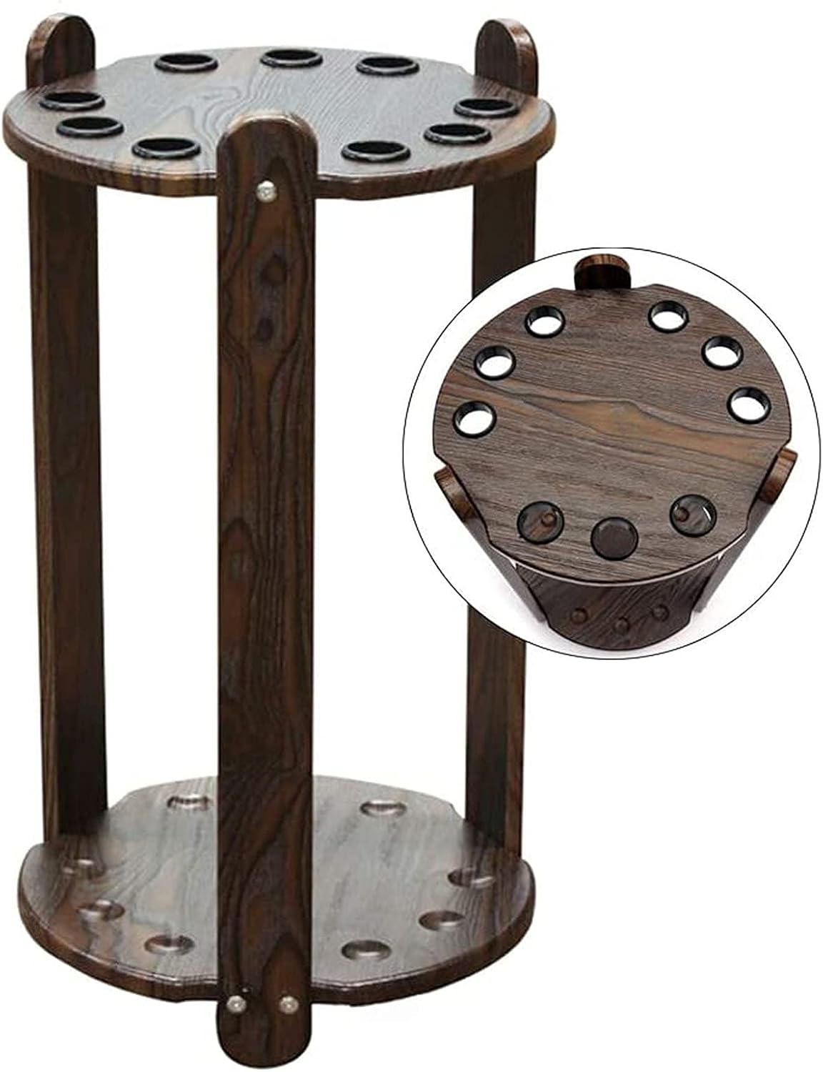 Cue Rack Floor Stand Pool Stick Holder Stick Rack Game Rooms Billiard Supplies Pool Cue Holder Pole Stand Rack 9 Hole Wooden Pool Cue Rack