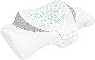 Mereceeu Oreiller Memoire Forme , pour Soutien du Cou et Soulager Les Douleurs au Cou Oreiller Ergonomique pour Dormir sur Le Côté et sur Le Dos, Décontracter Les Muscles aux Épaules