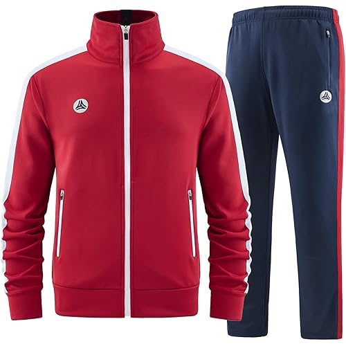 W JIANWANG Men's Casual Tracksuits Long Sleeve Jogging Suits Sweatsuit Sets Track Jackets and Pants 2 Piece Outfit