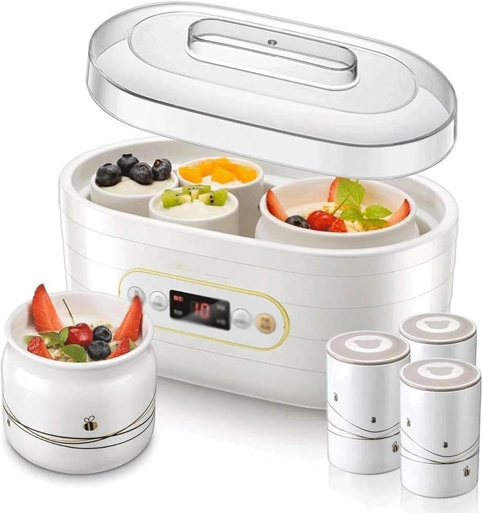 Cute Household Full Automatic Yogurt Machine, Homemade Rice Wine Natto Ceramic Cup Fermenter, Convenient and Practical, Easy to Operate