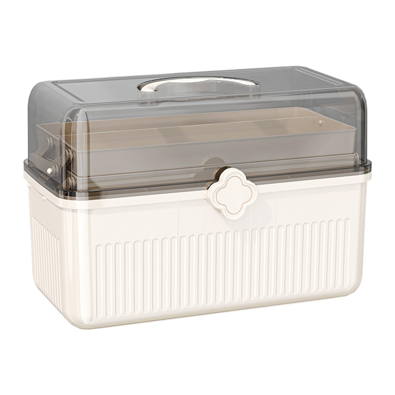 Boîte de rangement transparente pour pilules et cosmétiques avec poignée
