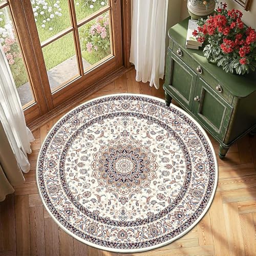 OWUFFY Indoor/Outdoor 2' Round Area Rug, Easy Cleaning, Non Shedding, Bed Room, Living Room, Dining Room, Backyard, Deck, Patio