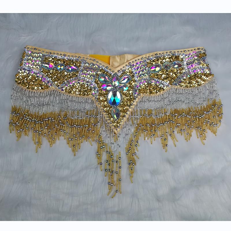 Ceinture Danse Orientale Perles & Clochettes – Accessoire Hanche Bellydance Femme Argentée