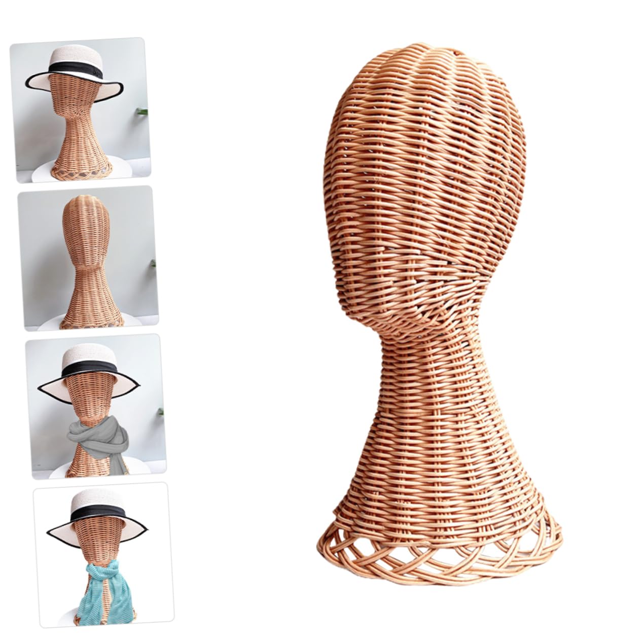 Présentoir à Chapeaux En Rotin Tissé Blanc - Support Pour Salon, 32x17 Cm, Décoration Vintage
