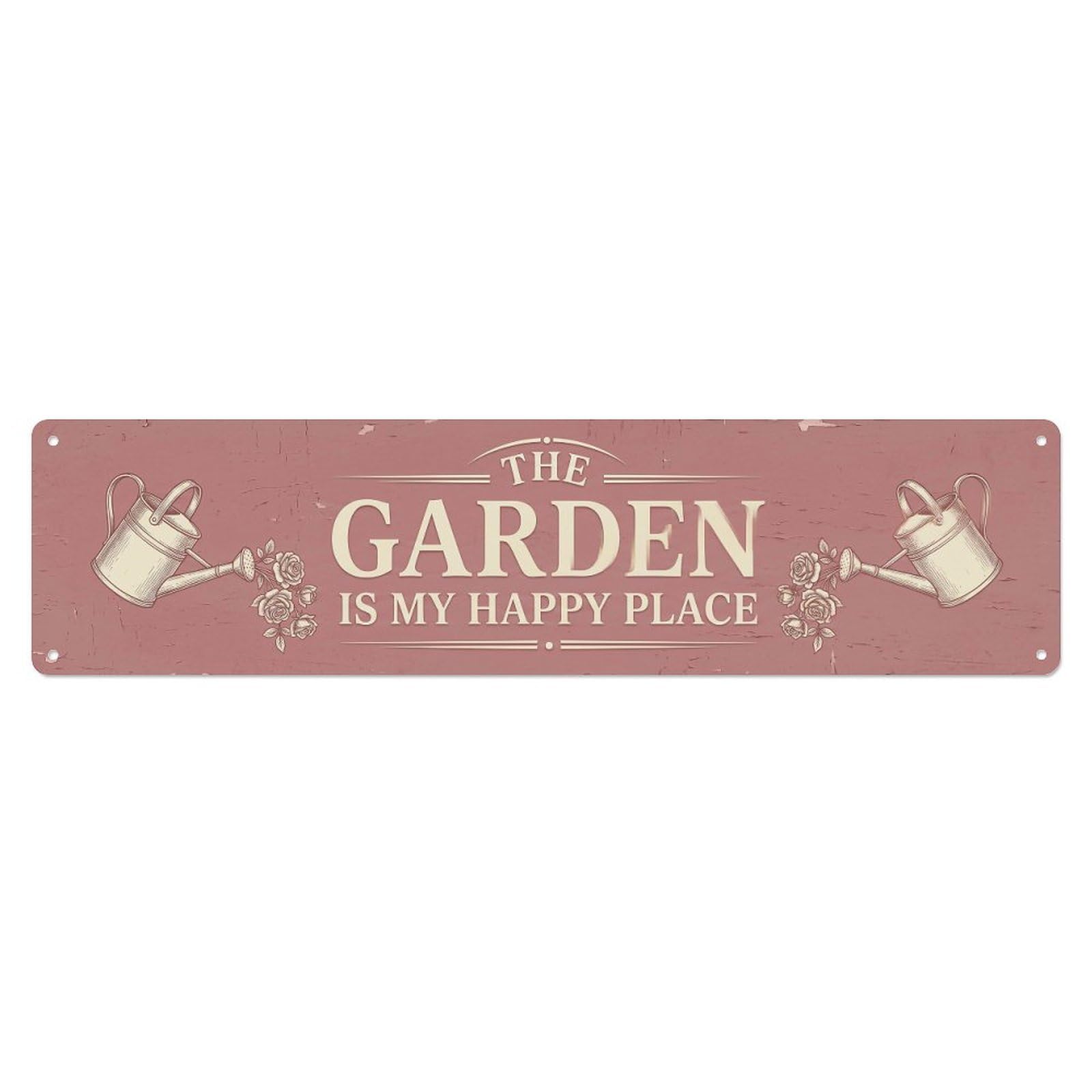 Vintage The Garden Is My Happy Place Watering Roses Metal Tin Sign