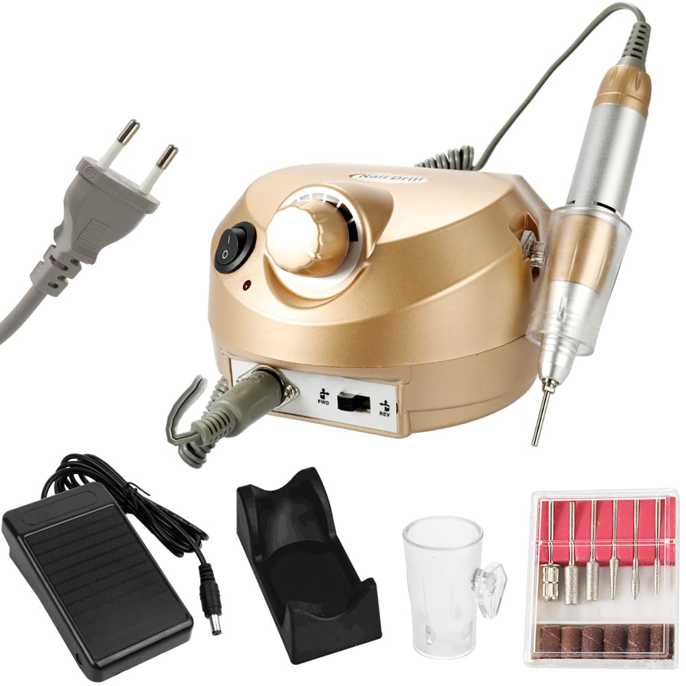 Fresa per Unghie Professionale 30000 giri, Layhou Aspiratore Unghie del chiodo dei Corredi Manicure della Lucidatrice Dellarchivio della macchina Trapano Elettrico con 6 fresa Punte