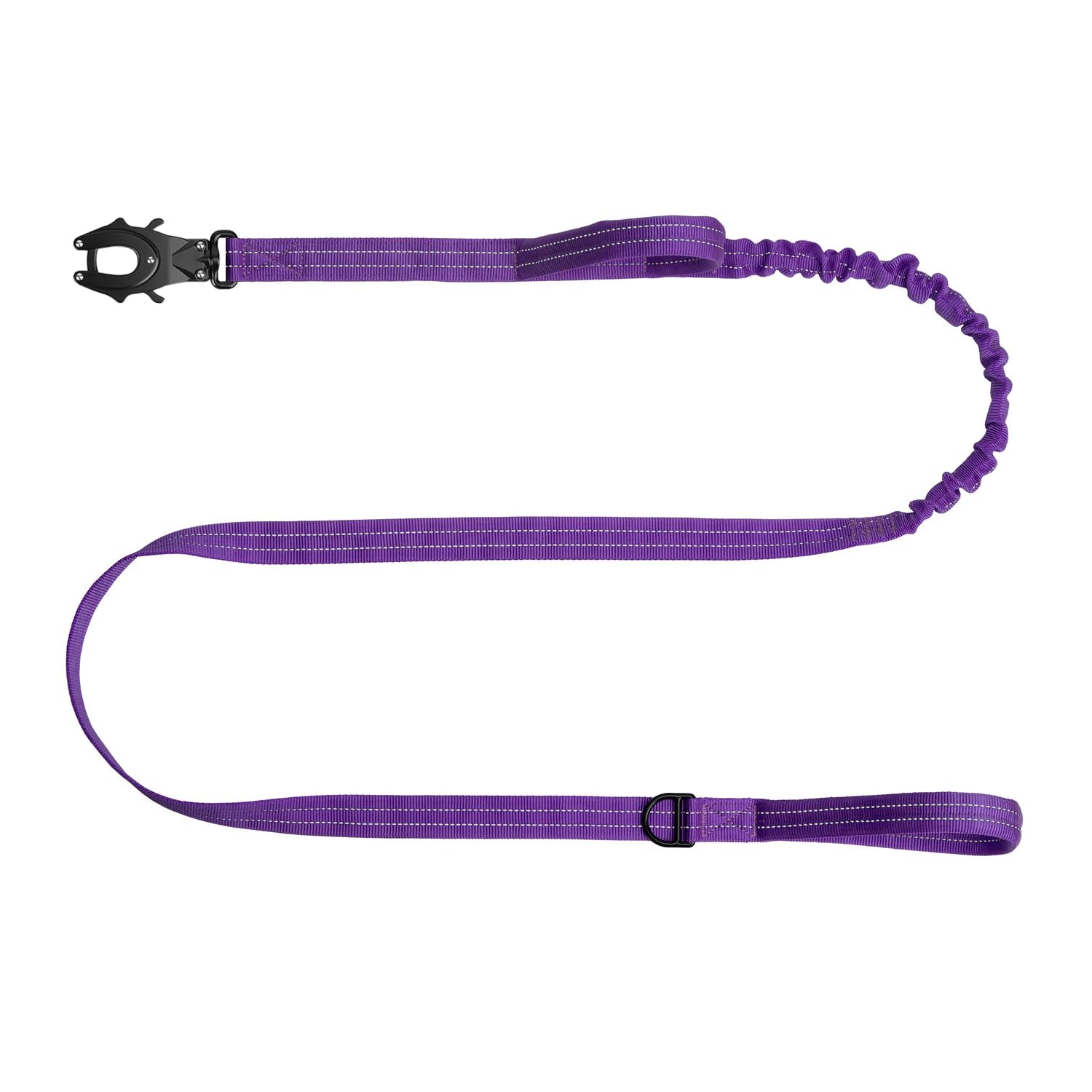ICEFANG Tactical Dog Leash,K9 Training Walking Bungee Lead with 2 Control Handle,Heavy Duty Quick Release Metal Clasp,for Medium Large Breed (Reflective Purple, 6 FT)