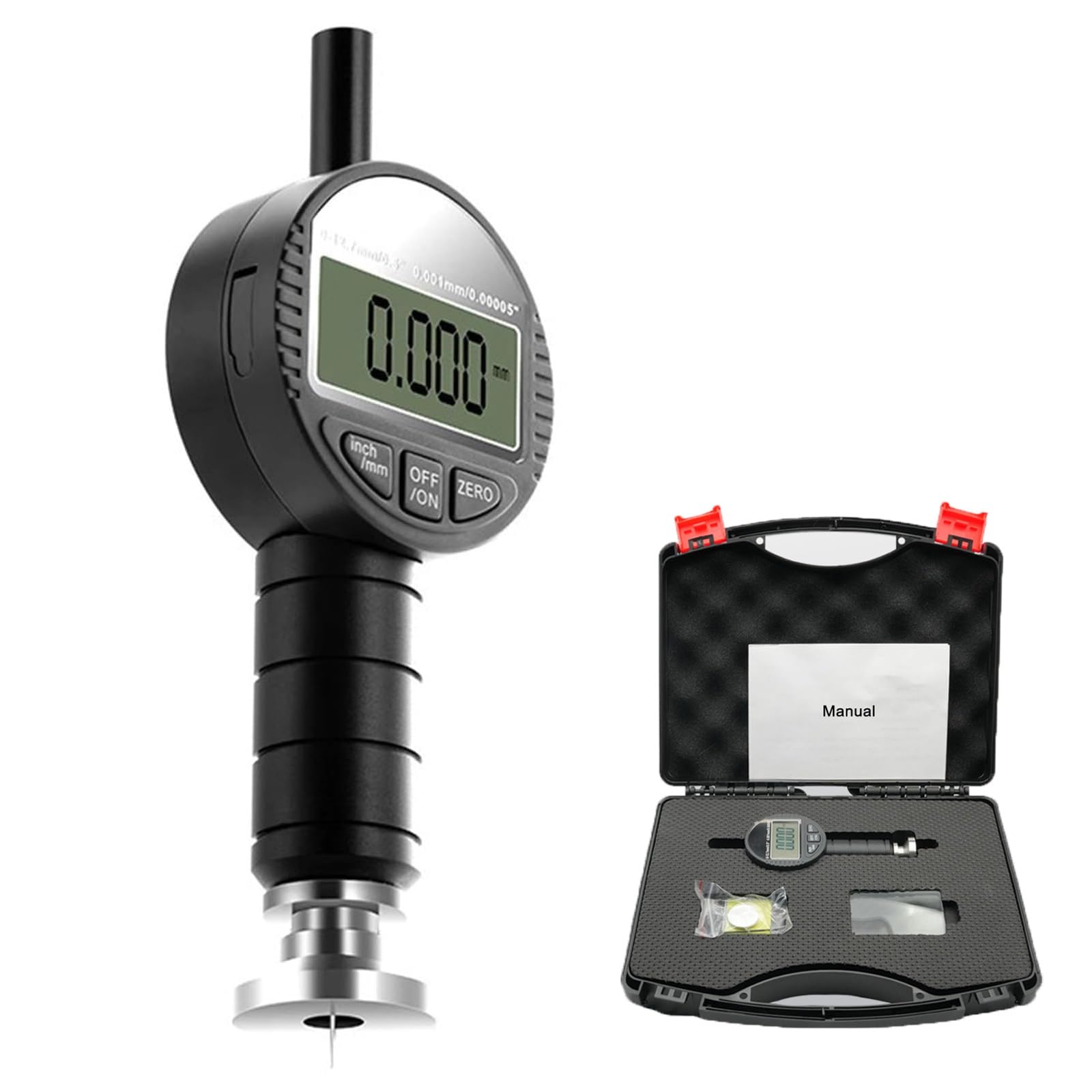 Rugosímetro digital, medidor portátil de rugosidad para granallado y arenado con rangos de 0-6,5/8/10 mm, con opciones métricas/pulgadas intercambiables, para rectificado e impresión(0-8mm)