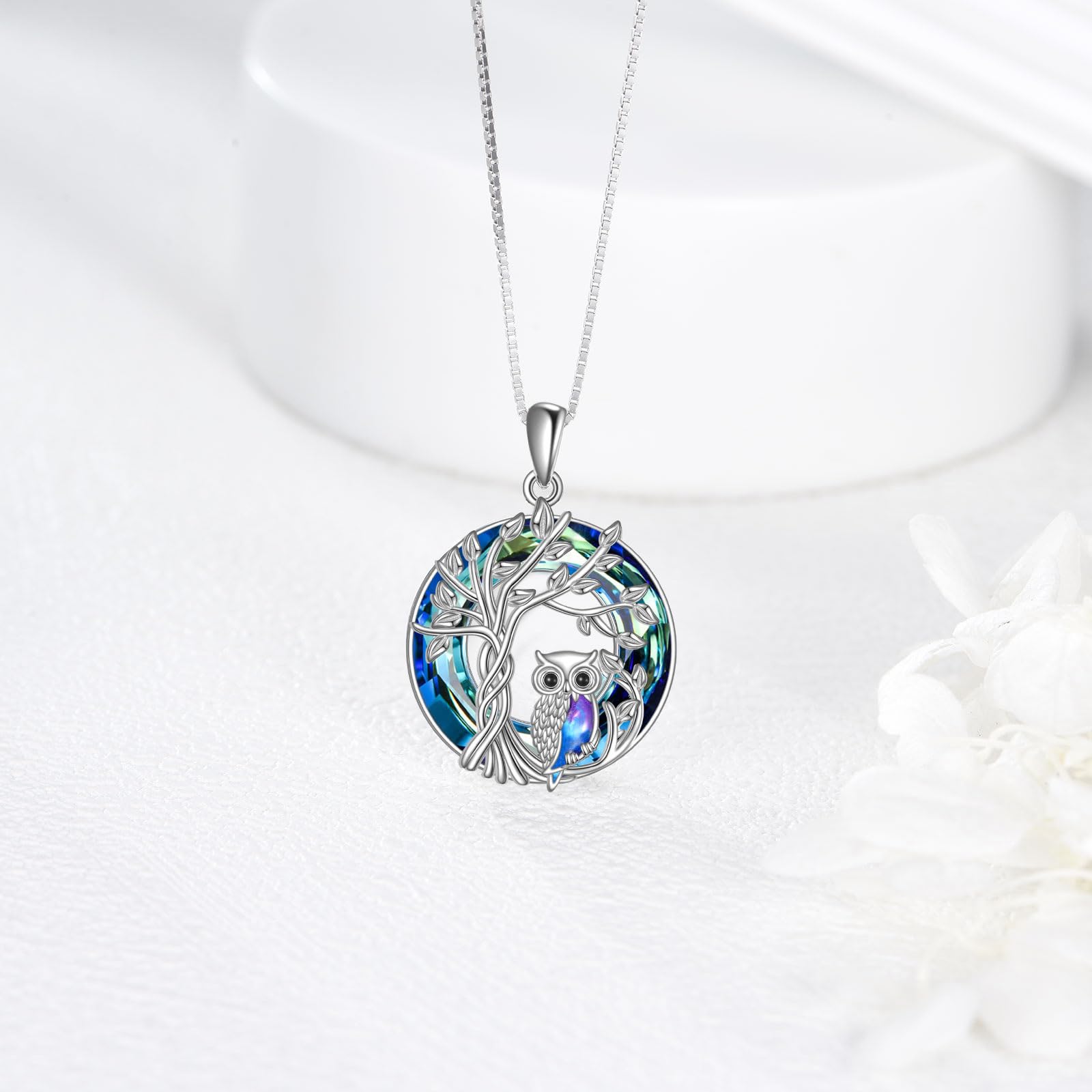 POPLYKE Kristall Anhänger Halskette 925 Sterling Silber Schmuck für Damen Herren