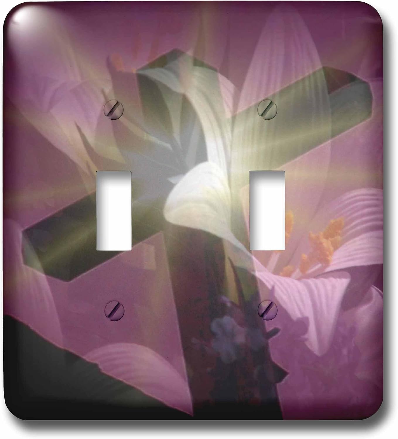 3dRose lsp_42952_2 Christian Cross and Lily Double Toggle Switch