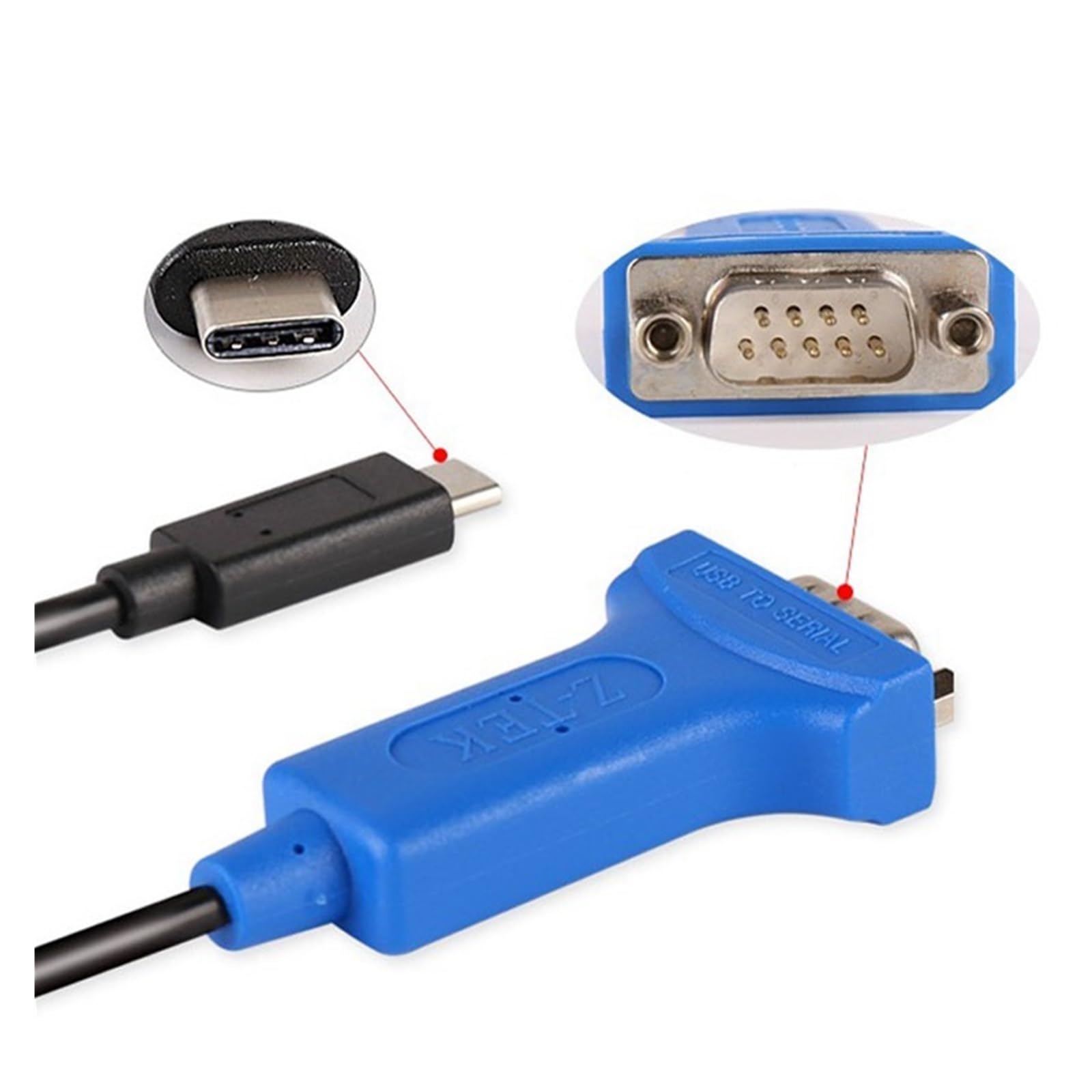 Convertisseur USB vers série Câble Adaptateur de convertisseur série Type-c USB-C vers RS232, convertisseur win10 Type c vers db9 COM