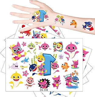Ocean Tattoo Stickers Temporary Tattoos Cute Temporary Tattoos Sea Animals Style Temporary Fake Waterproof Face Body Tattoo Stickers for Kids Ocean Party Shark Party Classroom Prizes 4 sheets