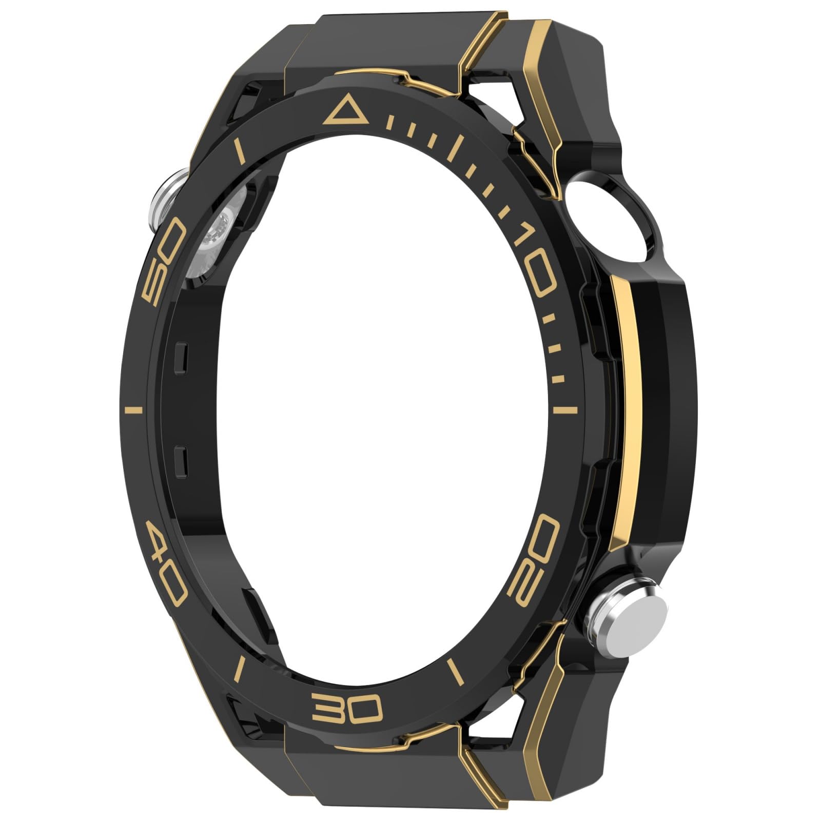 Kalttoy Men's Black Gold Hard Case 46Mm Full Coverage Protections Watch Case Simple Installation For Watch Gt4 Super Thin Protective Shell