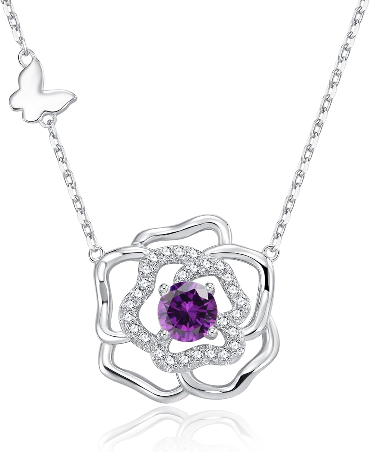 Amazon | 925スターリングシルバー 誕生石ネックレス レディース 人工