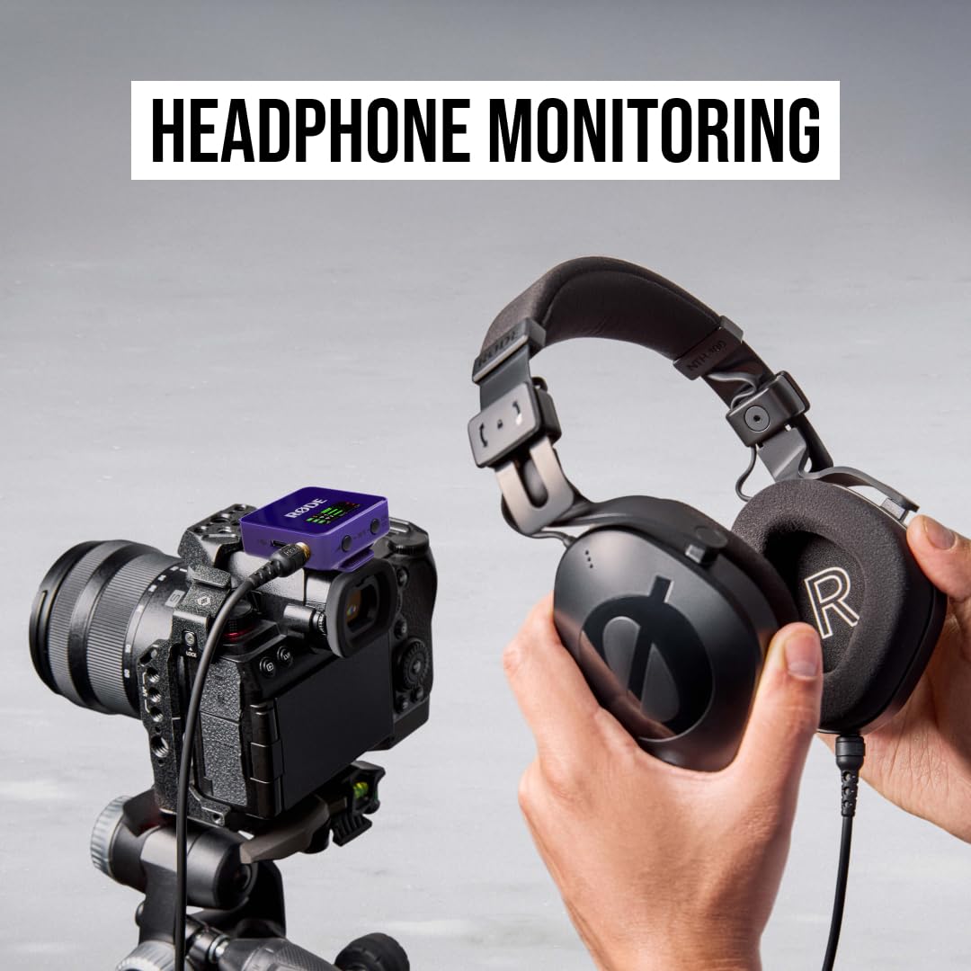 RØDE Wireless GO (Gen 3) – Kompaktowy mikrofon bezprzewodowy – Krystaliczna jakość dźwięku, nagrywanie 32-bitowe Float, automatyczna kontrola poziomu, do telefonów, kamer i komputerów (Fioletowy)