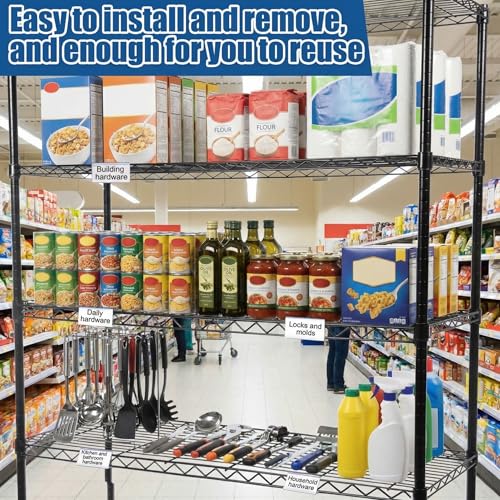 Image of Kathfly 200 Pack Wire Shelf Label Holder 3 inch Adjustable Shelf Cable Tags