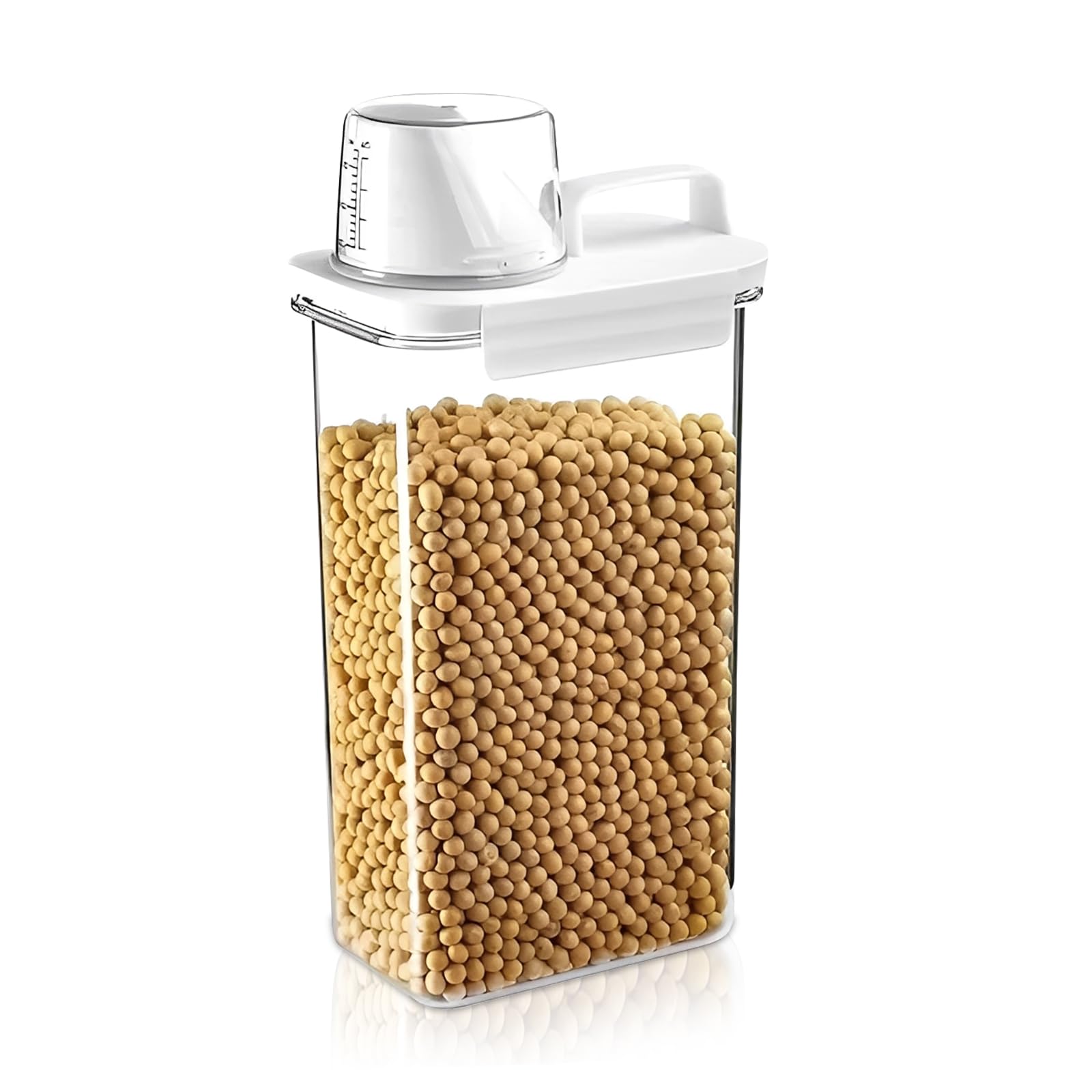 ZYQUES Dog Food Storage Container, Additional Measuring Cup Dog Biscuit Container Moisture Pet Dogs Cat Animal Dry Treat Storage(2300ML,Transparent)
