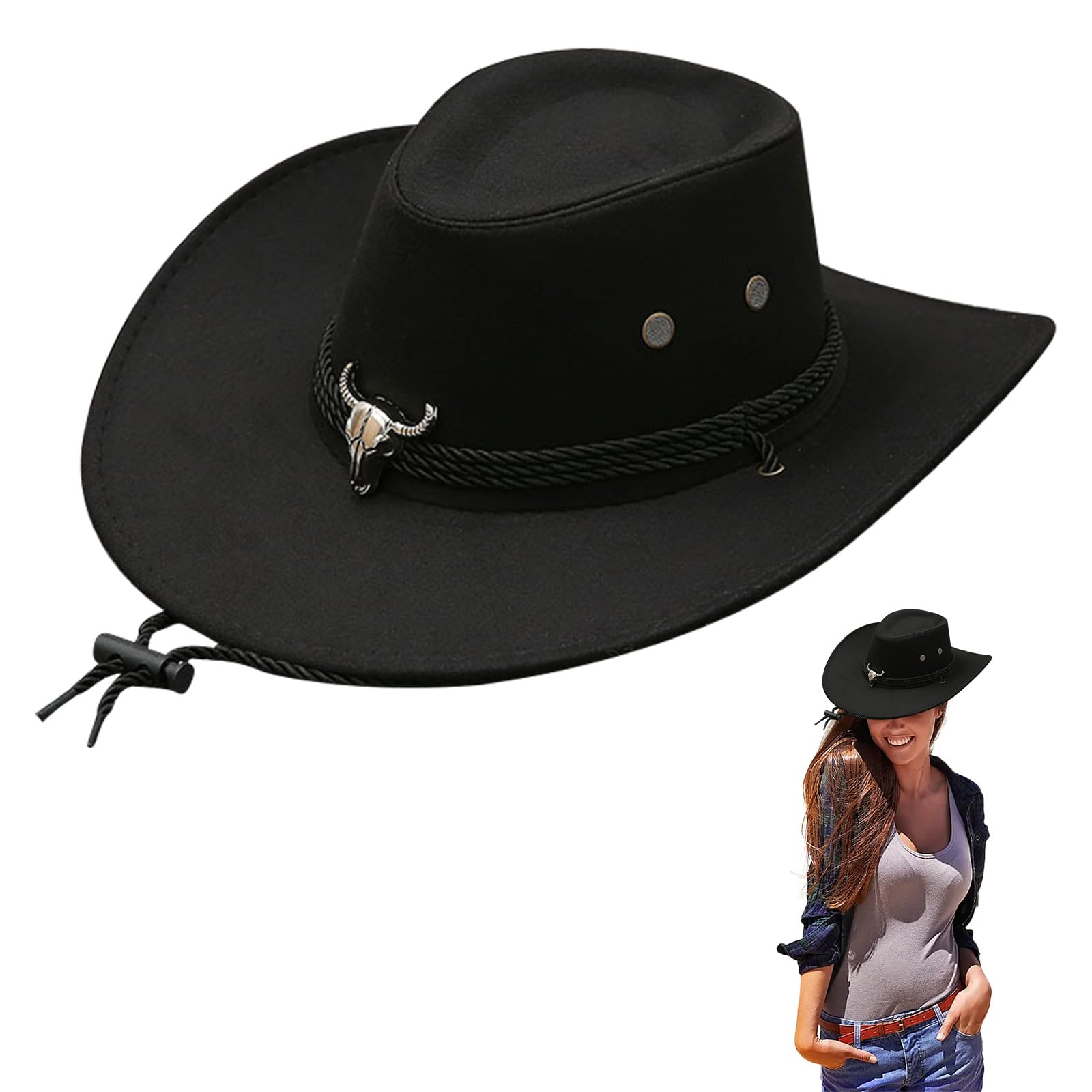 Cappello da Cowboy Occidentale Cappello da Equitazione da Uomo e Donna,Western Australia Grande Bordo,Cappello da Sole da Uomo,Cowboy Accessori Travestimento Carnevale