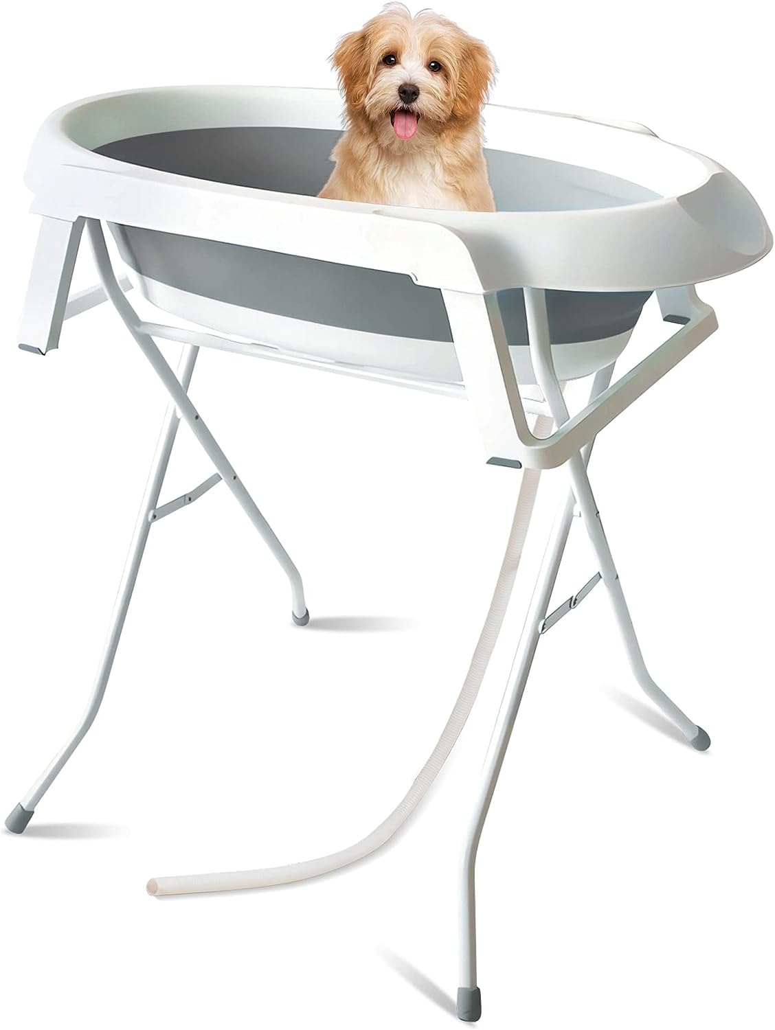 Pet Dog Bathing Tub, Foldable Portable Bathtub with Bracket,Dog Bath Tub for Small Pet, Indoor and Outdoor (Grey)
