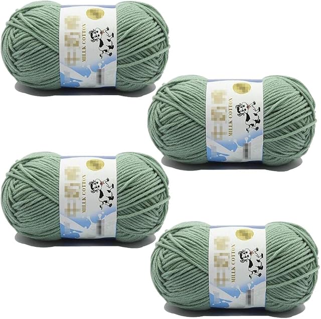 4 Rolls 50g/Roll Crochet Blend Milk Cotton Yarn Plain Knitting Wool Hand Spinning Fibre Wool Yarn Crochet Yarn for Handcrafts Crocheting Knitting