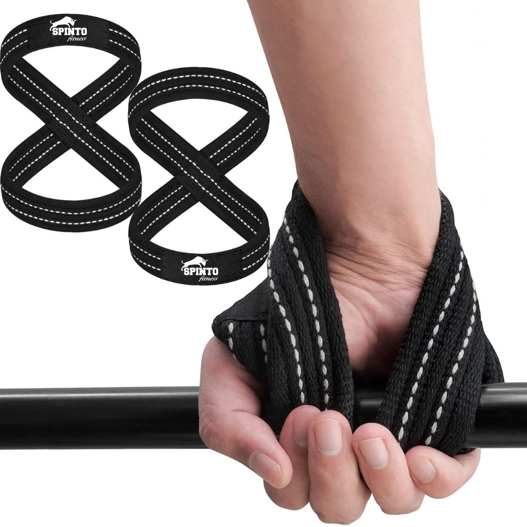 Figure 8 Lifting Straps for Weightlifting, Powerlifting, Deadlifts & Strongman – Heavy Duty Wrist Support with Reinforced Seams Multiple Sizes for Men & Women (Black, Large/X-Large)