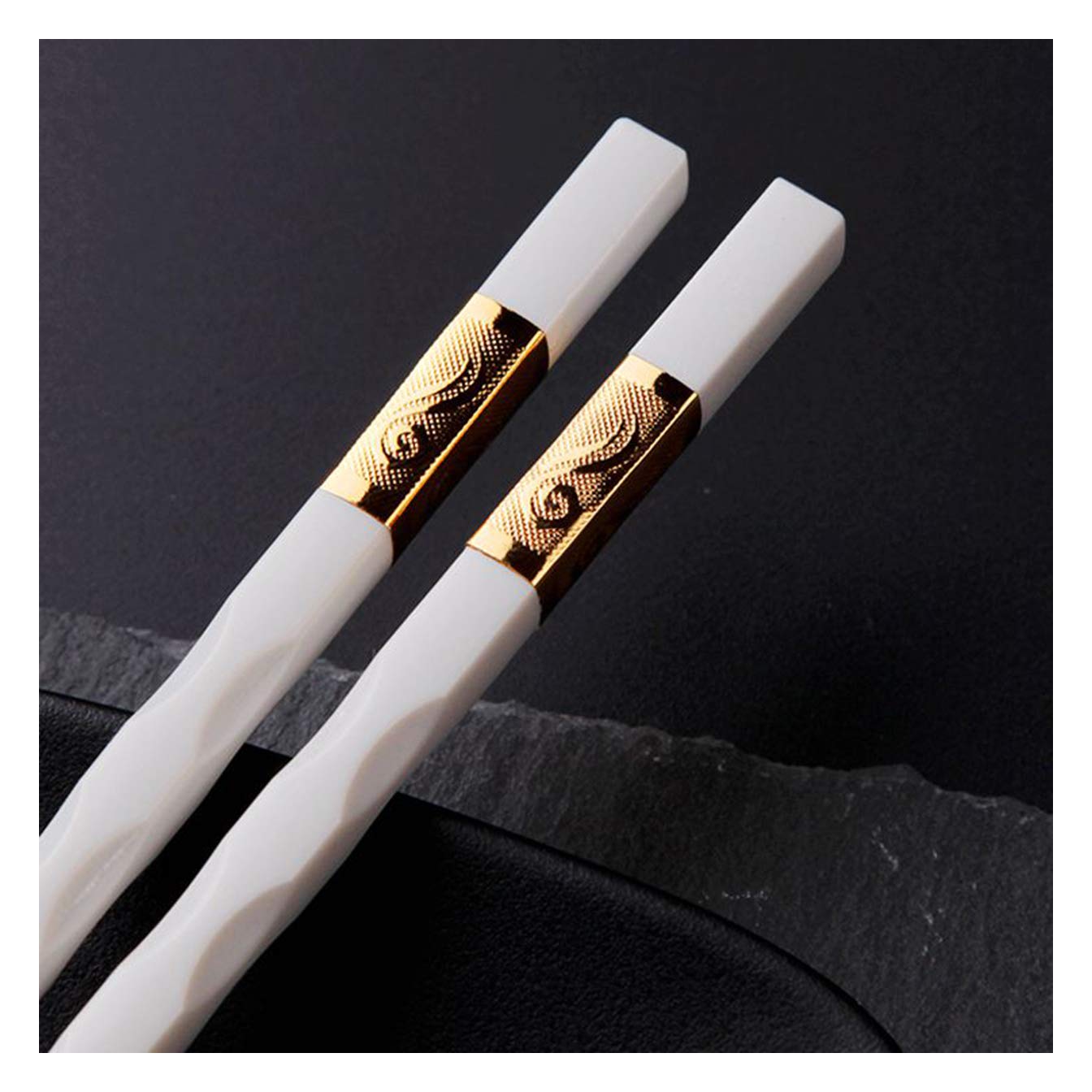 Alloy -Essstäbchen Fiberglass -Stäbchen - 10 Paare Japanischer Stil wiederverwendbarer Stäbchen Set - 9,5 "/24,2 cm Wärmefestigkeit Nicht -Bieststäbchen für Sushi -N A