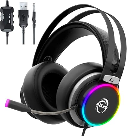 Amazon Co Jp Azlink ゲーミングヘッドセット マイク付き 有線 ヘッドセット コントローラー ゲーム パソコン Vr Pc Ps4 3 5mmオーディオプラグ パソコン 周辺機器