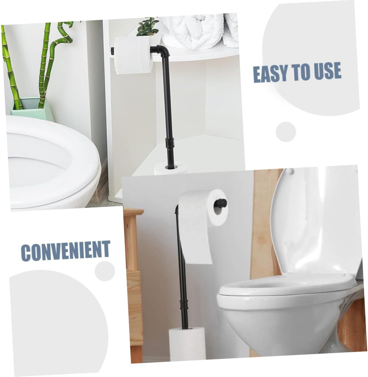 Freestanding Toilet Paper Holder Rack Vintage Industrial Style Tissue Storage Stand for Bathroom Capacity Organizer Black Design for Farmhouse Decor