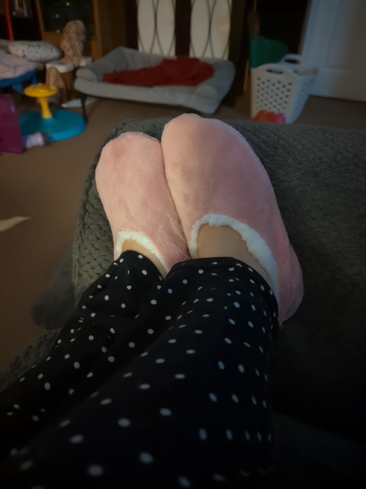 2 Pairs Women's Fuzzy Slipper Socks - Non-Slip Grips, Soft Sole, Winter House Slippers