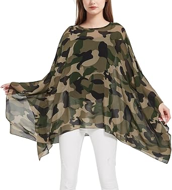 Max Hsuan Womens Summer Solid Sheer Batwing Blouse Chiffon Caftan Poncho Tunic Top Plus Size Cover up