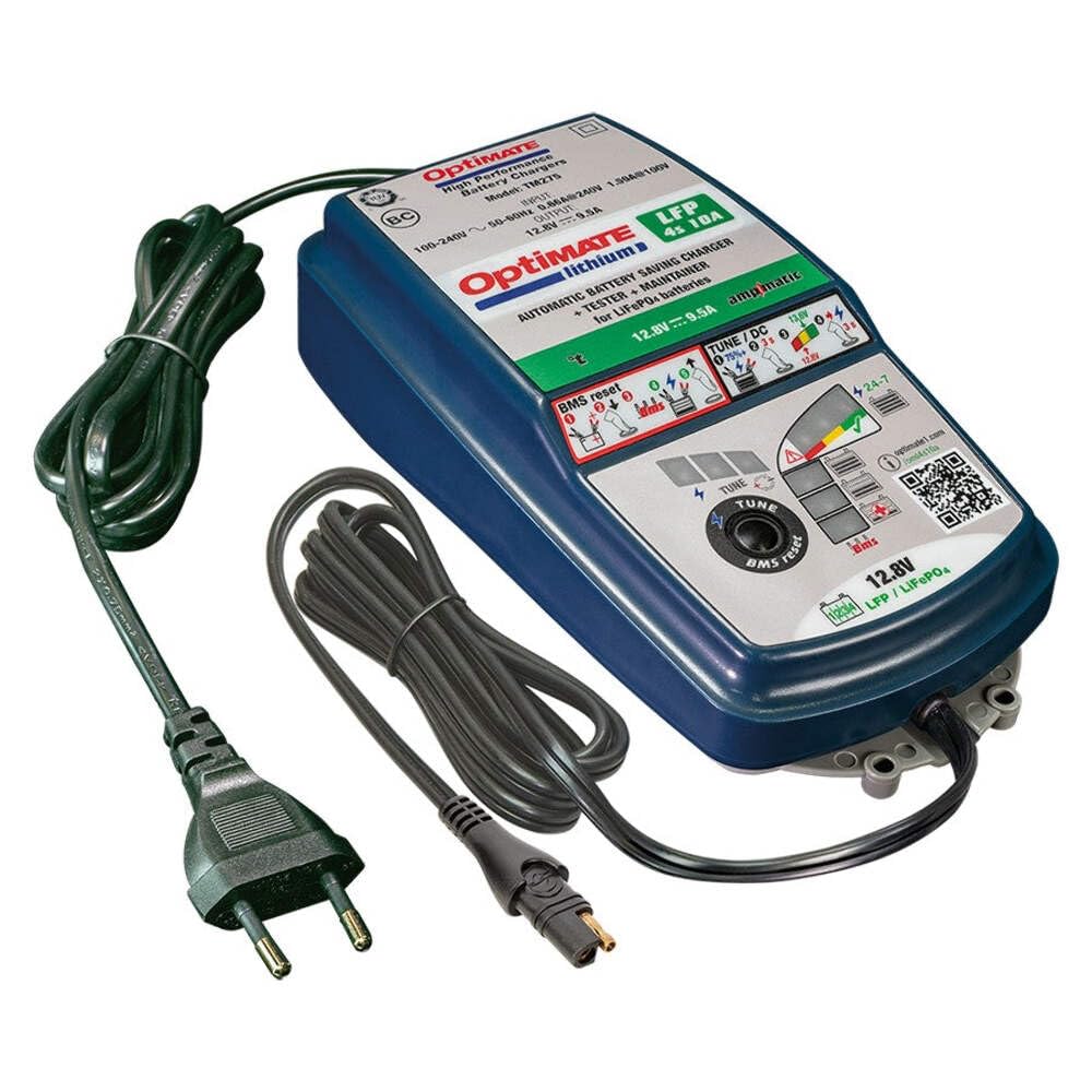 OptiMate Lithium 4s 10A 12,8V LiFePO4 Caricatore con Mantenimento – Programma Automatico 10 Fasi con Modalità TUNE – Sicuro Resistente – per Moto Auto ATV Nautica