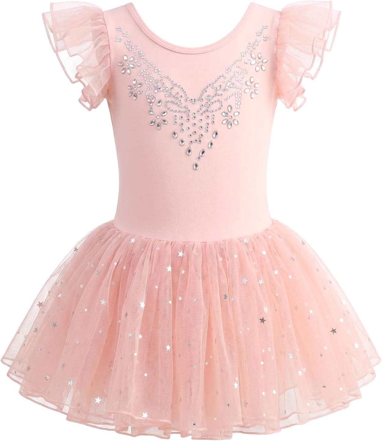 Mecceos Ballet Leotards for Girls Short Sleeve Gymnastics Tutu Dress - Toddler Performance Costume