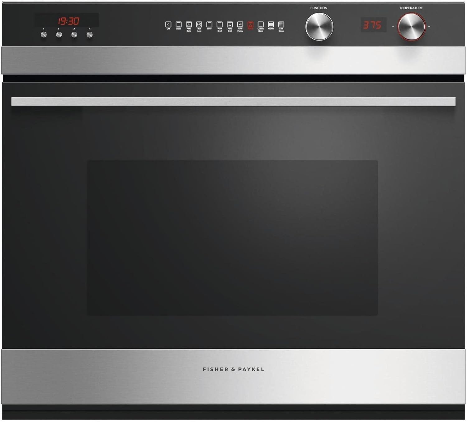 OB30SDEPX3N 30 Contemporary Series Built-In Single Wall Oven with 11 Oven Functions Pyrolytic Self Clean CoolTouch Door and AeroTech in Brushed Stainless Steel with Black Glass