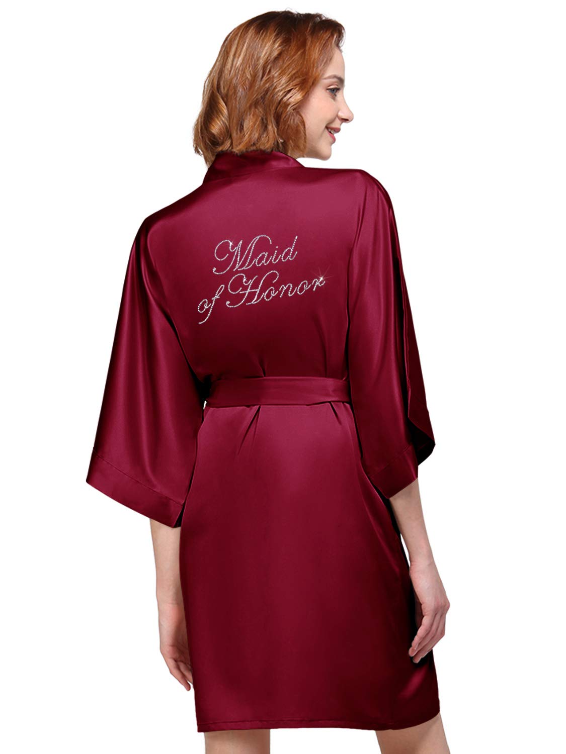 Aw Bridal Satin Maid Of Honor Robe Plus Size Short Desertcart