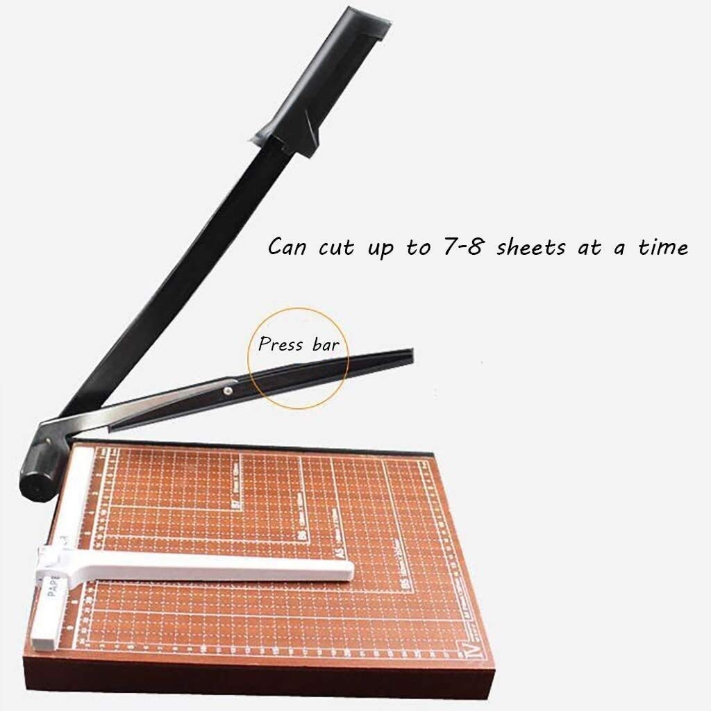 Papierschneider Papierschneider Papierschneidemaschine Home Office Fotokartenschneider, 12" Kleinpapierschneider Holzsockel A4 Papierschneider Guillotine 8 Blatt Schreibtisch-Papierschneider