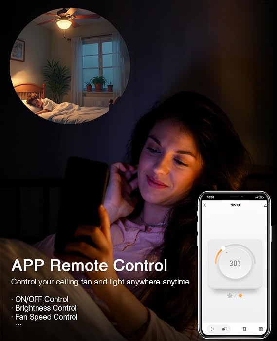 GHome Smart Dimmer Switch with 4-Speed Ceiling Fan Control, Ceiling Fan and Light Switch Combo with Dimmer Compatible with Alexa and Google Assistant, 2.4Ghz Only, Single-Pole, UL Certified
